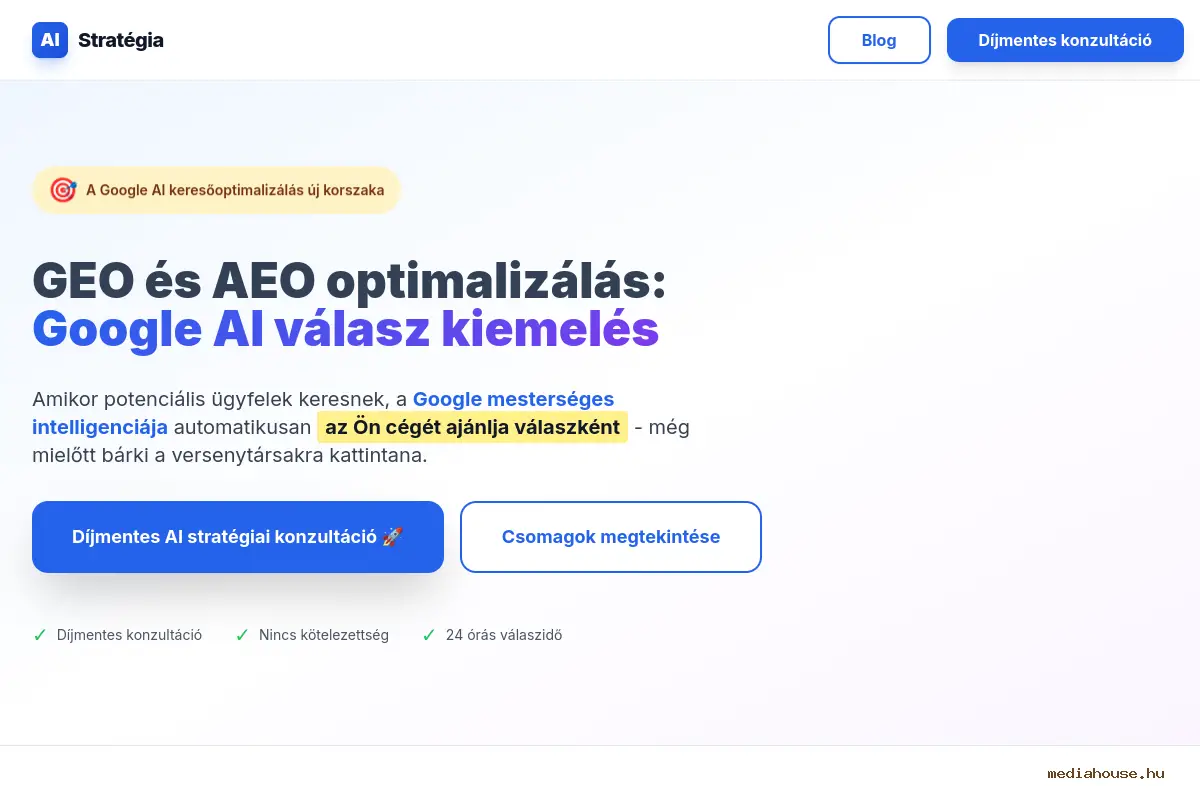 aistrategia.hu weboldal előnézet - MediaHouse portfólió