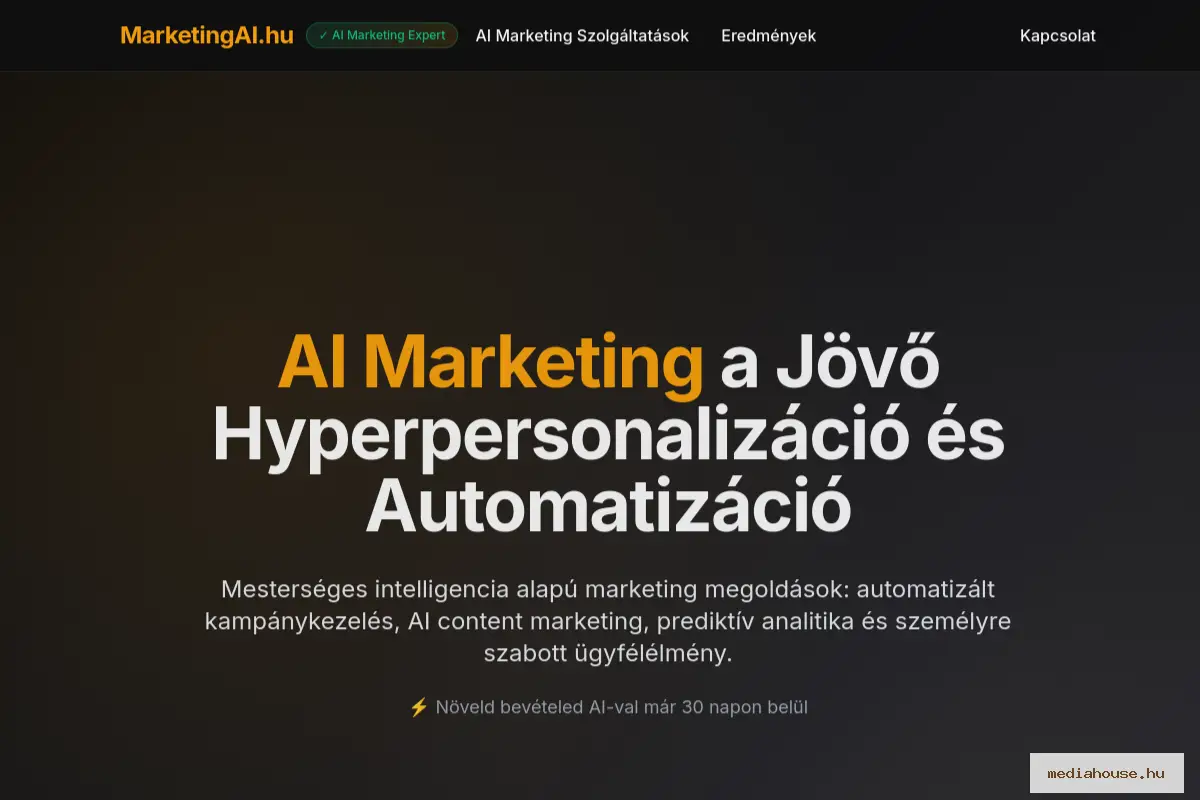 marketingai.hu weboldal előnézet - MediaHouse portfólió